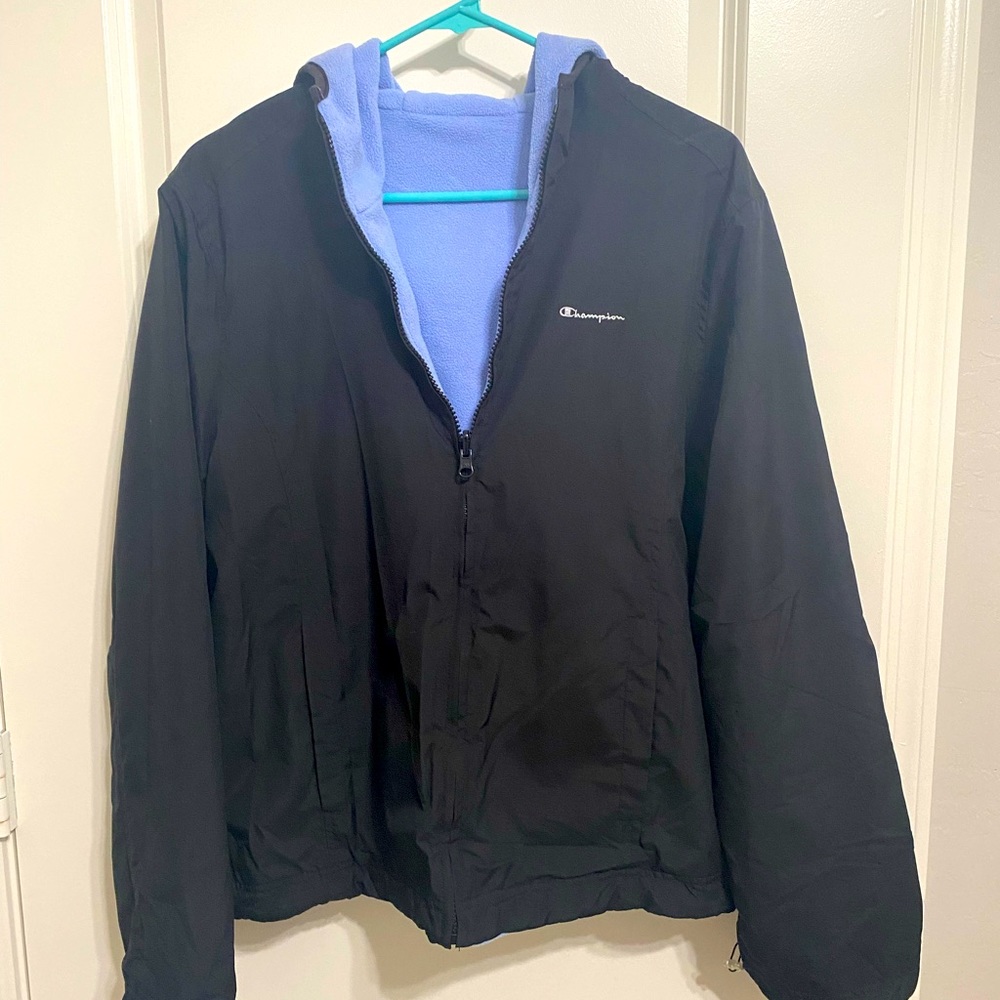 Women’s Reversible Champion fleece lined windbreaker.  Very comfy and warm.